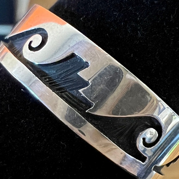 Hopi Native American Guy Josytewa Signed Overlay Sterling Silver Ring Men Unisex - Picture 4 of 10